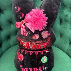 Black and Pink Plush Bunny with Bow